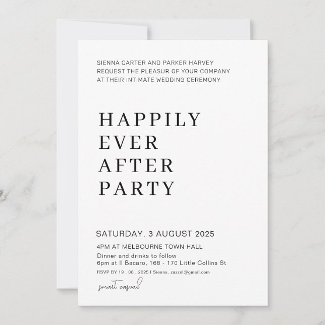 Invitación Letra Caprichosa para Bodas – Nada Elegante, Solo  (Anverso)