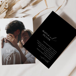 Invitación Letra cursiva elegante | Boda fotográfico de monog