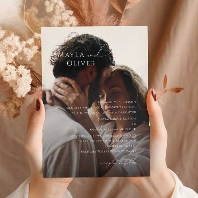 Invitación Letra cursiva elegante | Boda tradicional de foto  (Subido por el creador)