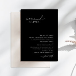 Invitación Letra cursiva elegante | Boda tradicional negro