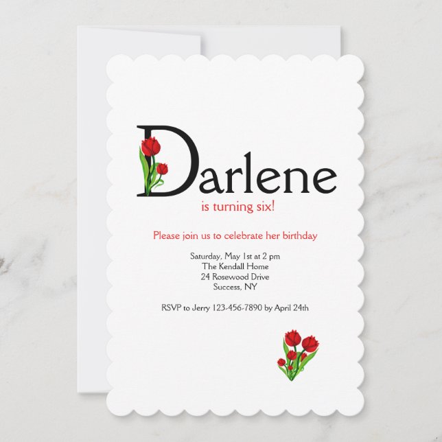 Invitación Letra "D" (Añadir Cualquier Nombre Con Letra D) (Anverso)