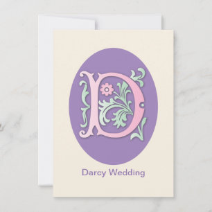 Invitación Letra D Monograma Fleur de lis