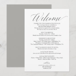 Invitación Letra de bienvenida tineraria del Boda de guiones 