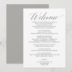 Invitación Letra de bienvenida tineraria del Boda de guiones