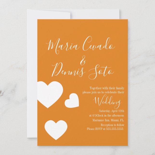 Invitación Letra de Corazón Flotante Script Bodas Negrita Col (Anverso)