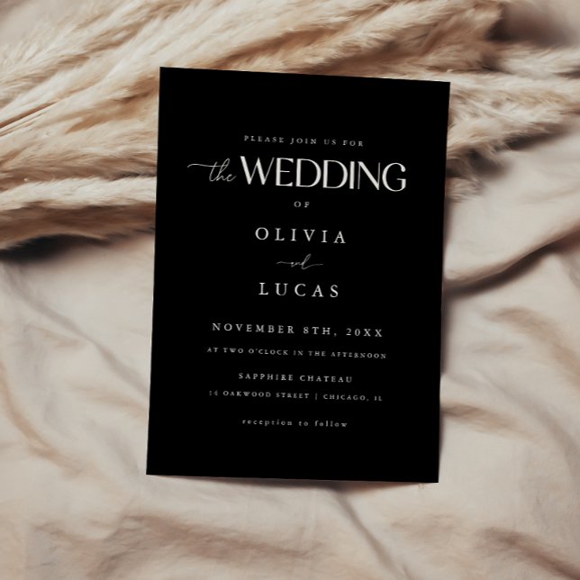 Invitación Letra de escritura elegante para boda negra (Subido por el creador)