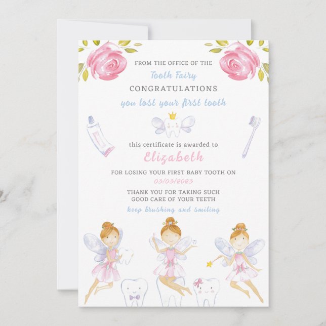 Invitación Letra de hadas dental (Anverso)