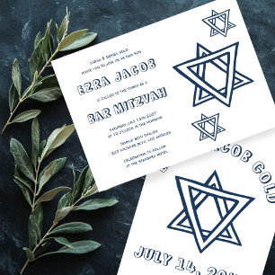 Invitación LETRA DE LA ESTRELLA DE DAVID Personalizado BAR Mi