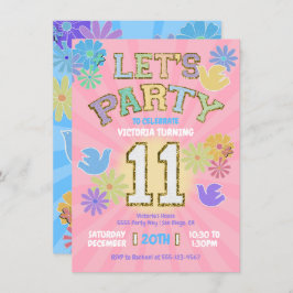 Invitación Letra de parche Cumpleaños fiesta retro preppy hip