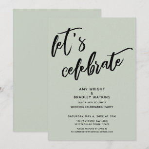 Invitación Letra de Salvia Celebremos Recepción de Boda