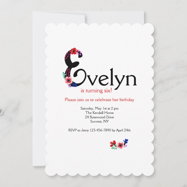 Invitación Letra "E" (Agregar Cualquier Nombre Con Letra E) (Anverso)