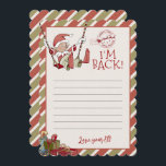 Invitación Letra Elf "I'm Back" Notecard editable<br><div class="desc">¡Estoy de vuelta! Este pequeño elfo está esperando la diversión de los grandes Navidades. Las acuarelas caprichosas y la tipografía estacional complementan el diseño. Personalice este bonito diseño de elfo con sus detalles de forma fácil y rápida. Presione el botón personalizar it para volver a organizar y formatee el estilo...</div>