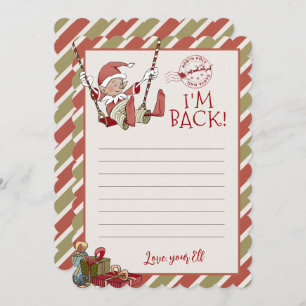 Invitación Letra Elf "I'm Back" Notecard editable
