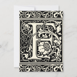 Invitación Letra F Monograma medieval Art Nouveau