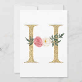 Invitación Letra falsa Relieve metalizado dorado H Monograma