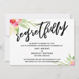 Invitación Letra Floral Cancelada Lamentos de Boda