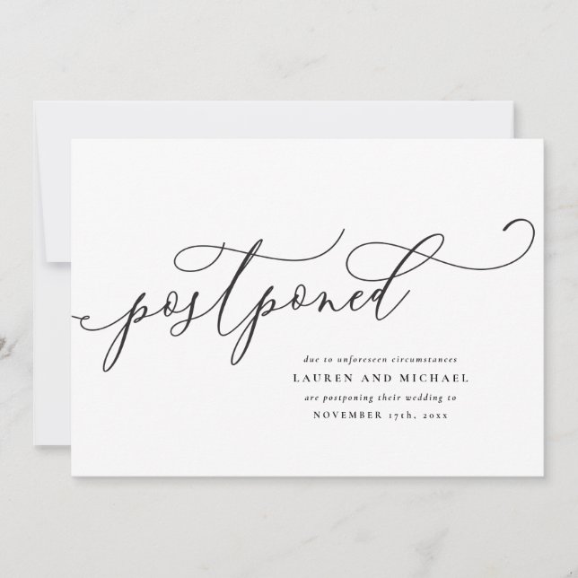 Invitación Letra Florecida Posponer Cambio de Fecha (Anverso)