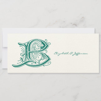 Invitación Letra flourish Aqua B monograma