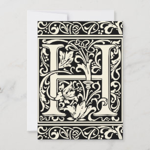 Invitación Letra H Monograma medieval Art Nouveau