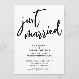Invitación Letra Informal de Boda Recién Casados Recepción de