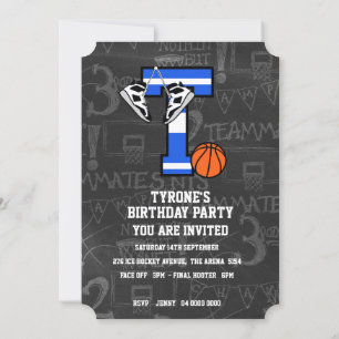 Invitación Letra inicial de baloncesto personalizada T