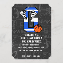 Invitación Letra inicial personalizada de baloncesto G