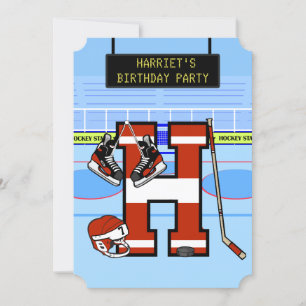 Invitación Letra inicial personalizada Hockey sobre hielo H