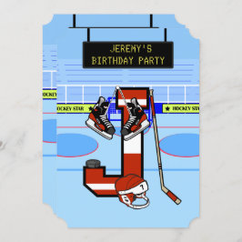 Invitación Letra inicial personalizada Hockey sobre hielo J