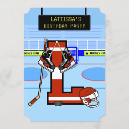 Invitación Letra inicial personalizada Hockey sobre hielo L