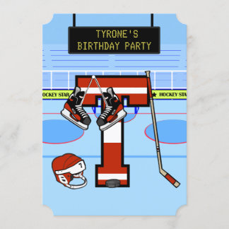 Invitación Letra inicial personalizada Hockey sobre hielo T