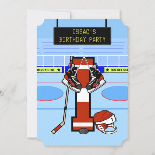 Invitación Letra inicial personalizada I Hockey sobre hielo