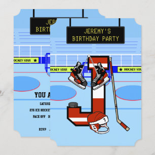 Invitación Letra inicial personalizada J Hockey sobre hielo