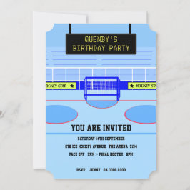 Invitación Letra inicial personalizada Q Hockey sobre hielo