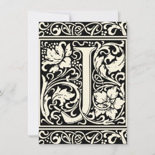 Invitación Letra J Monograma medieval Art Nouveau