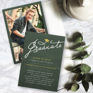 Invitación Letra manuscrita de graduado en pizarra Fiesta de 