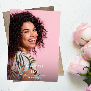 Invitación Letra Mod Name Photo Graduation Party Vertical LT