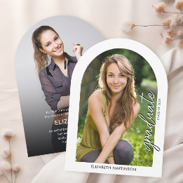 Invitación Letra Moderna a Mano Foto Arco Graduación