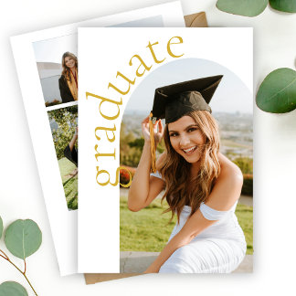 Invitación Letra Moderna en Oro Arco Foto Graduación