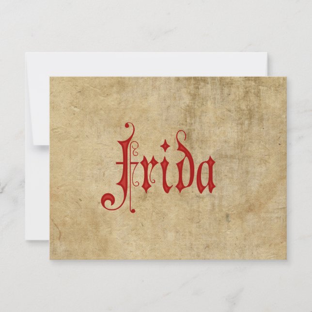 Invitación Letra negra personalizada pergamino frida rojo (Anverso)