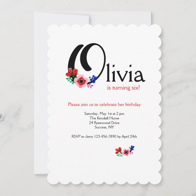 Invitación Letra "O" (Añadir Cualquier Nombre Con Letra O) (Anverso)