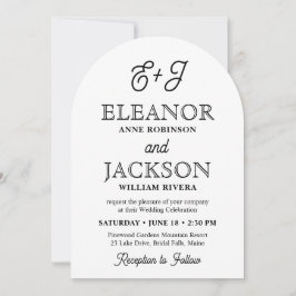 Invitación Letra Retro Monograma Elegante Arqueada Foto Boda