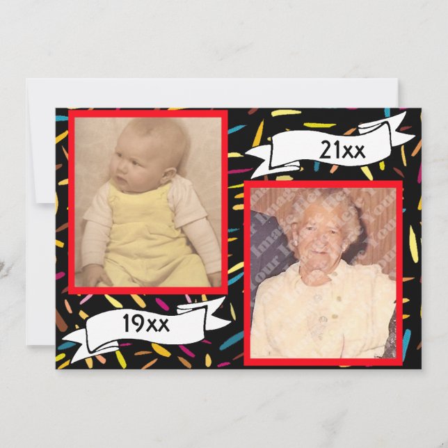 Invitación Letra roja burbuja celebración de cumpleaños númer (Anverso)