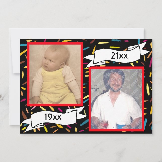 Invitación Letra roja burbuja celebración de cumpleaños númer (Anverso)