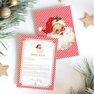 Invitación Letra roja Stripe de Santa