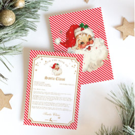 Invitación Letra roja Stripe de Santa