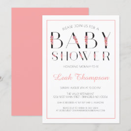 Invitación Letra rosa floral Baby Shower