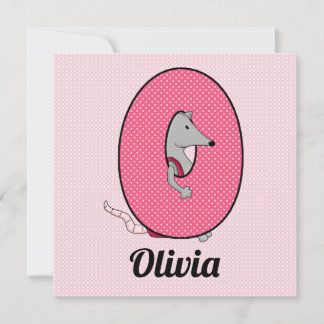 Invitación Letra rosa monograma de la fiesta de cumpleaños de