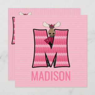 Invitación Letra rosa mose M niños Fiesta de cumpleaños