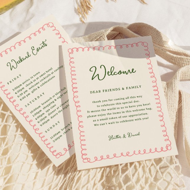 Invitación Letra rosa y verde de bienvenida tineraria cronoló (Subido por el creador)