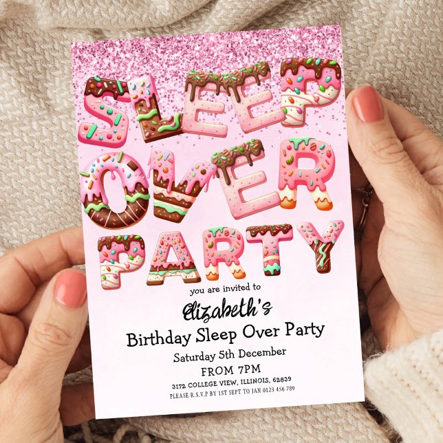 Invitación Letra rosada cookie fiesta de cumpleaños de Sleepo (Subido por el creador)